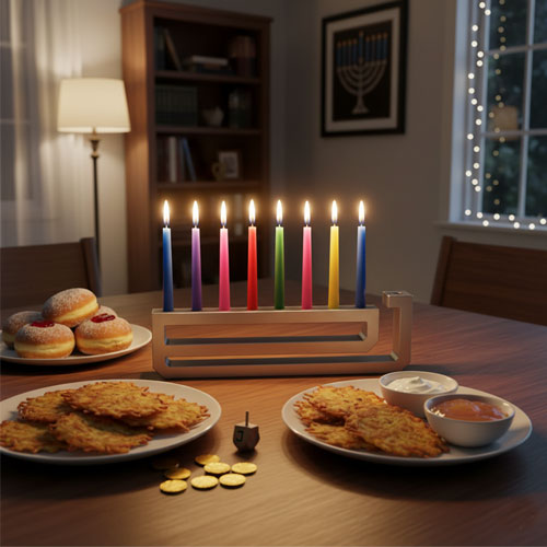 חנוכיית נס | חנוכייה מעוצבת מאותיות נס - מעצב.אריק וייס – תמונה 3