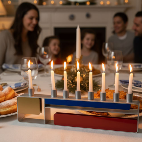 חנוכייה מודרנית מתמגנטת בהשראת האמן פיט מונדריאן – תמונה 3